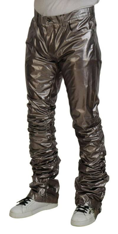 Dolce &amp; Gabbana Silberne Metallic-Stretchhose aus Nylon