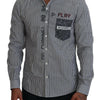 Dolce &amp; Gabbana Grau-weiß gestreiftes Slim Fit-Hemd
