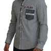 Dolce &amp; Gabbana Grau-weiß gestreiftes Slim Fit-Hemd