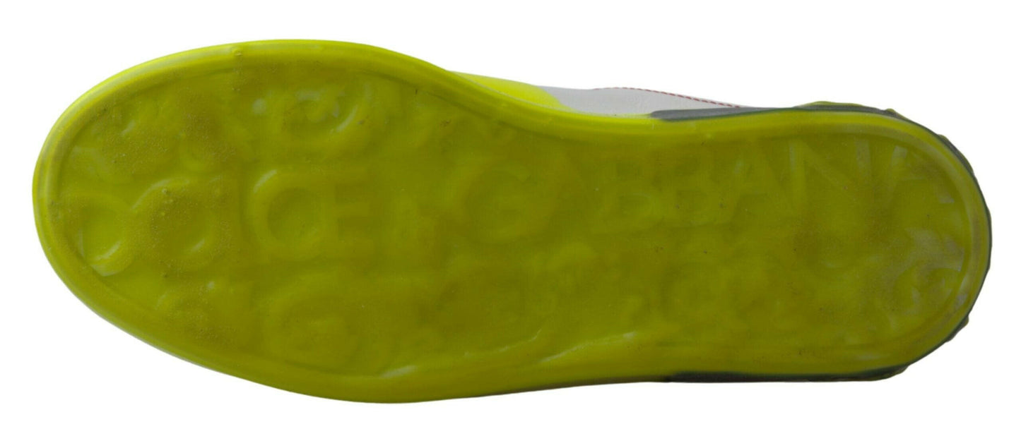 Dolce &amp; Gabbana Weiß Gelb Portofino Leder Sneakers Schuhe