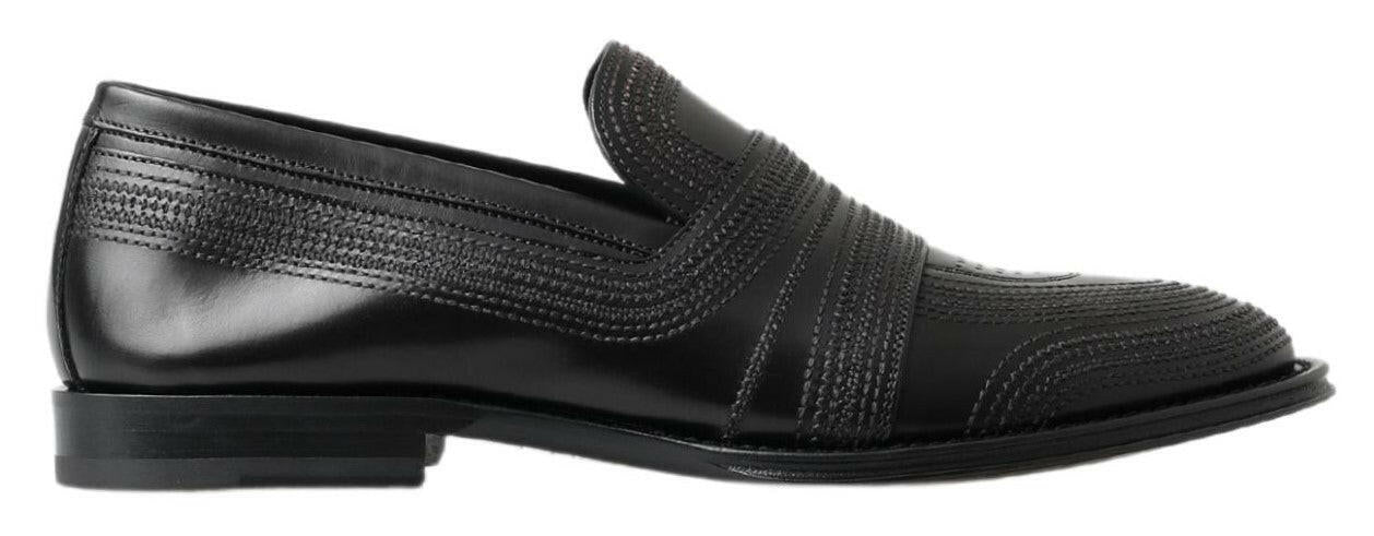 Dolce &amp; Gabbana – Slipper-Loafer aus schwarzem Leder mit Nähten