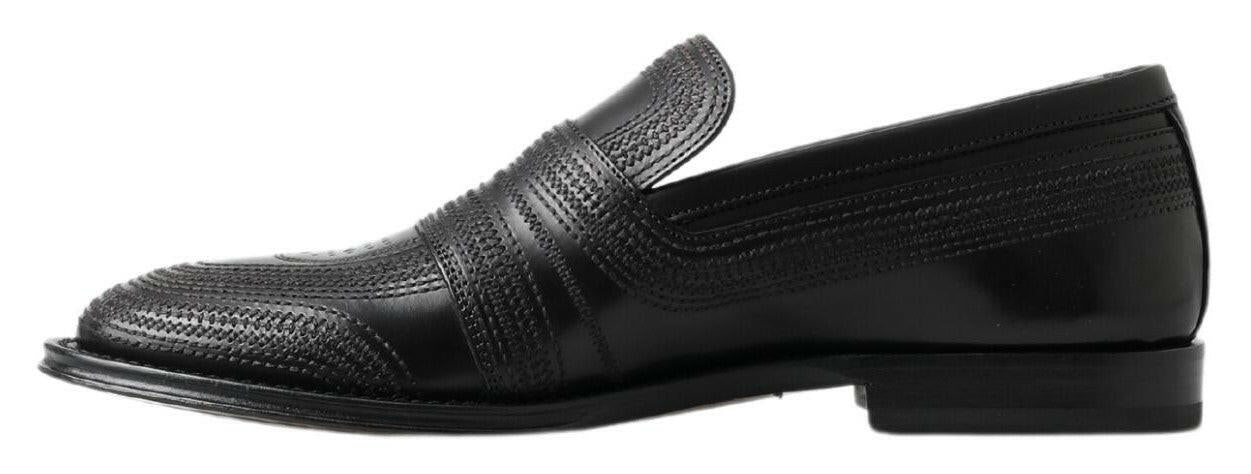 Dolce &amp; Gabbana – Slipper-Loafer aus schwarzem Leder mit Nähten