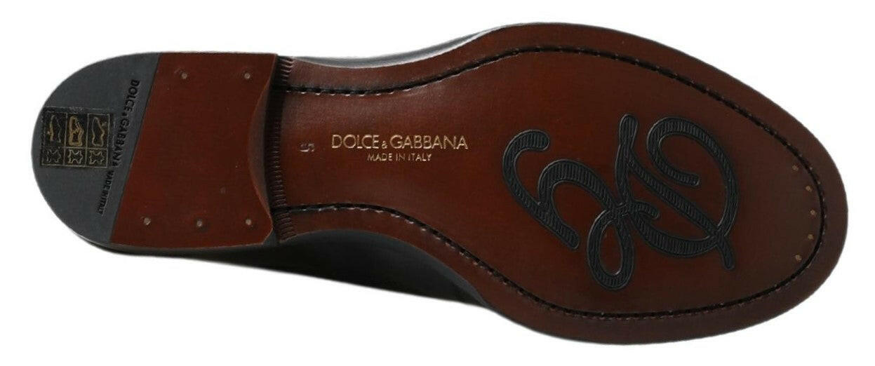 Dolce &amp; Gabbana – Slipper-Loafer aus schwarzem Leder mit Nähten