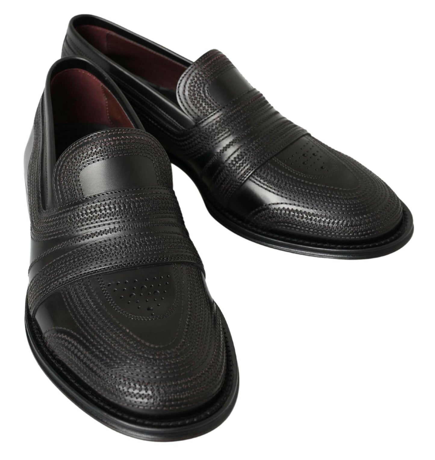 Dolce &amp; Gabbana – Slipper-Loafer aus schwarzem Leder mit Nähten