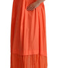 Twinset Coral Cotton Blend Short Sleeves Maxi Shift Dress