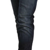 Acht Blue Washed Cotton Low Waist Skinny Denim Jeans