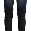 Acht Blue Washed Cotton Low Waist Skinny Denim Jeans