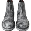 Dolce & Gabbana Black Gray Leather Ankle Boots