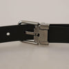 Ceinture élégante en cuir noir Dolce &amp; Gabbana avec boucle en métal