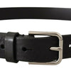 Ceinture élégante en cuir noir Dolce &amp; Gabbana avec boucle en métal
