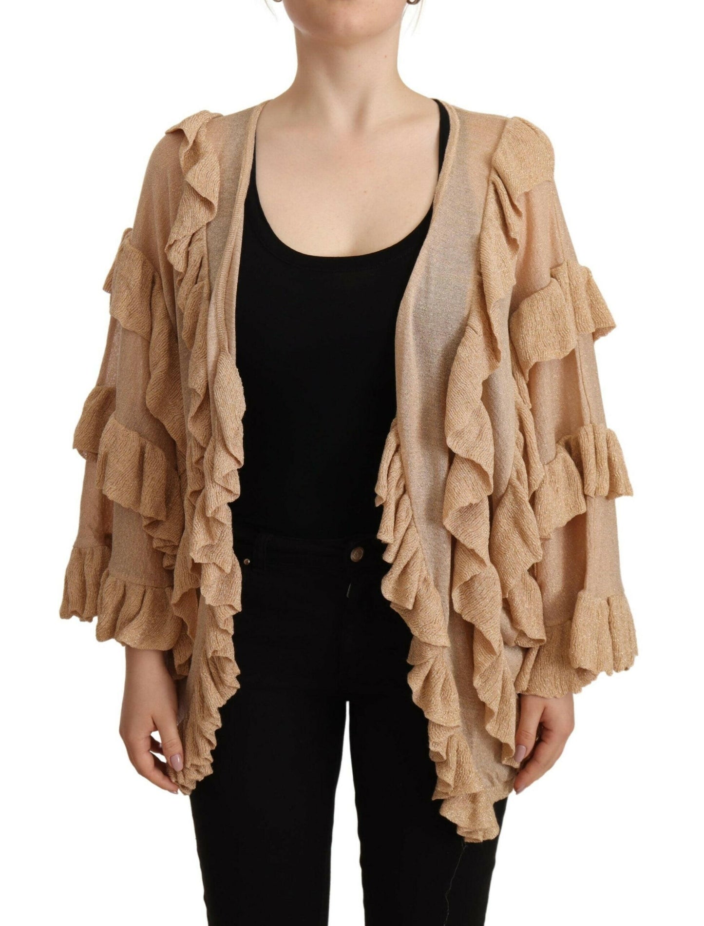 Cardigan ouvert à manches longues beige Aniye By Chic