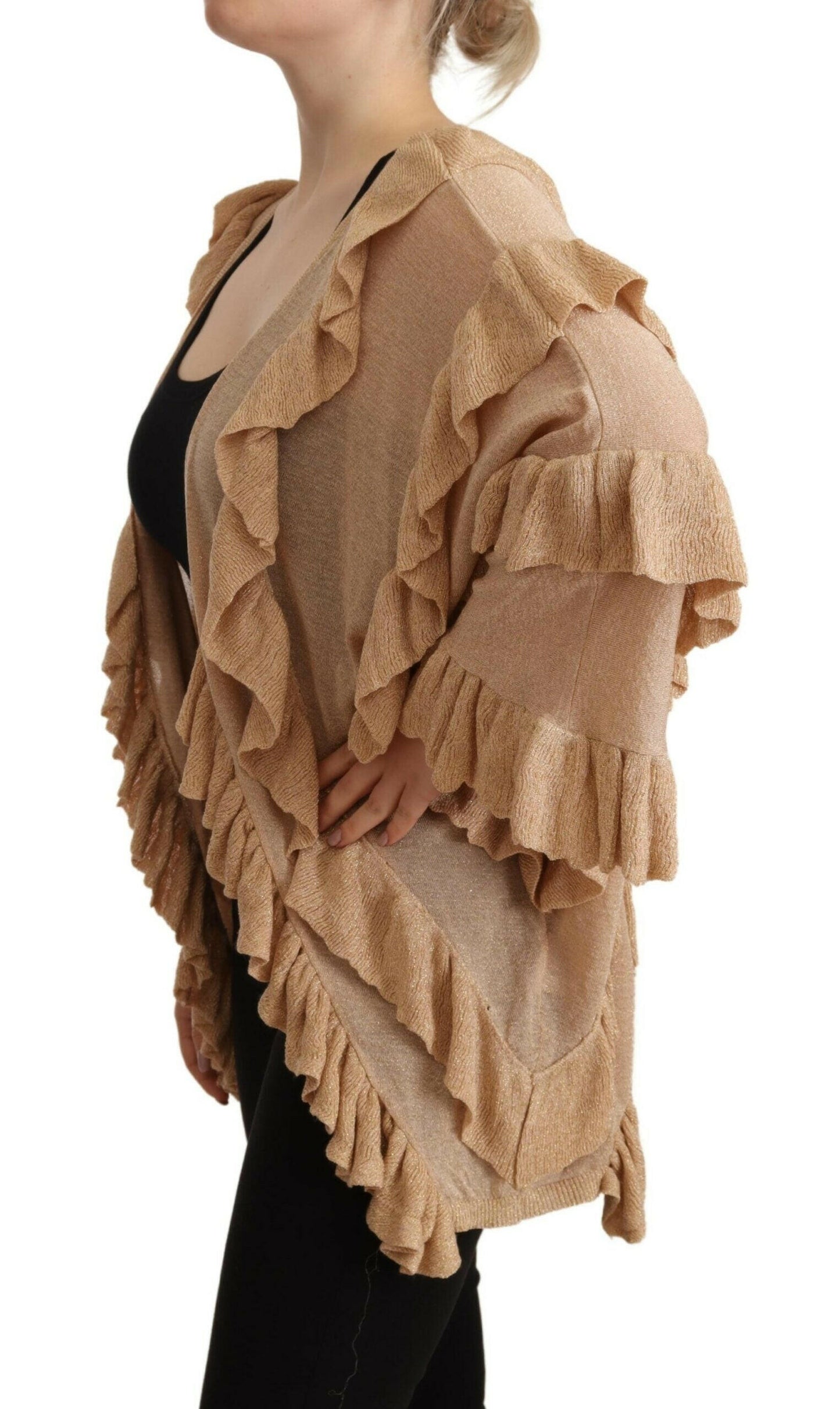 Cardigan ouvert à manches longues beige Aniye By Chic