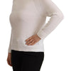 Alpha Studio White Long Sleeves Crewneck Pullover Sweater
