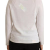 Alpha Studio White Long Sleeves Crewneck Pullover Sweater