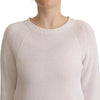 Alpha Studio White Long Sleeves Crewneck Pullover Sweater
