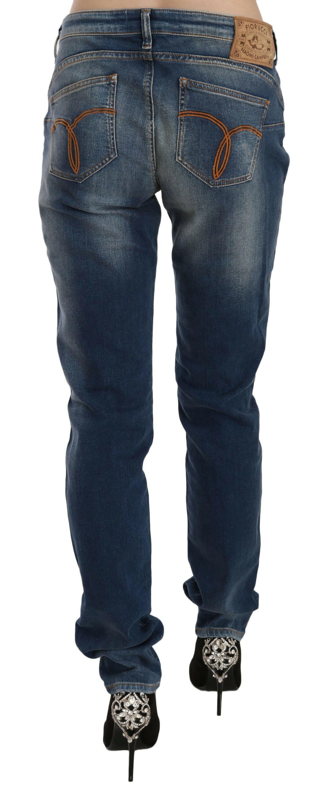 Fiorucci Blue Washed Mid Waist Slim Fit Denim Jeans