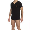 Cavalli Class Black Cotton Men's V-Neck T-Shirt