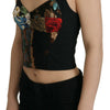 Dolce & Gabbana Black Patchwork Sicily Blouse Corset Cropped Top