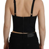 Dolce & Gabbana Black Patchwork Sicily Blouse Corset Cropped Top