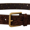 Dolce & Gabbana Brown Calf Leather Embossed Gold Metal Buckle
