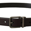 Dolce & Gabbana Dark Purple Leather Box Borchia Metal Buckle Belt