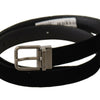 Dolce & Gabbana Black Classic Velvet Logo Engraved Metal Buckle Belt
