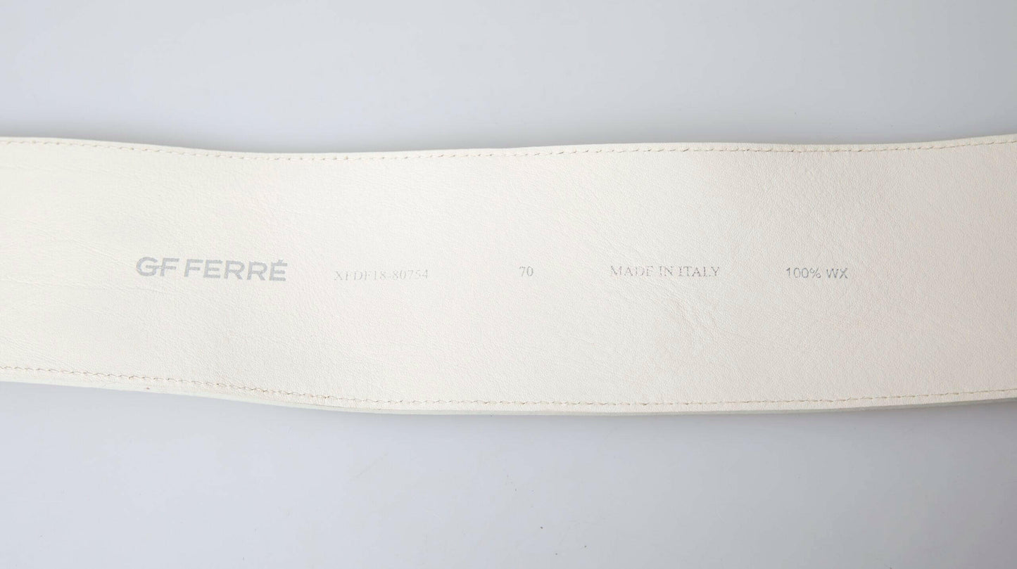 GF Ferre Off White Waxed Cotton Wide Fashion Waistband Belt
