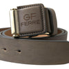GF Ferre Brown Leather Fashion Logo Buckle Waist Belt