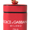 Dolce & Gabbana Red Leather Gold Tone Metal Logo Print Strap Airpods Case