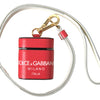 Dolce & Gabbana Red Leather Gold Tone Metal Logo Print Strap Airpods Case