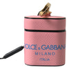 Dolce & Gabbana Pink Blue Calf Leather Logo Print Strap Airpods Case