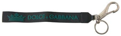 Dolce &amp; Gabbana – Schlüsselanhänger aus silberfarbenem Metall mit DG-Logo in Schwarz