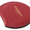 Dolce & Gabbana Red Calfskin Leather Round Hand Mirror Holder