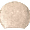 Dolce & Gabbana Beige Calfskin Leather Round Logo Hand Mirror Holder