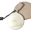 Dolce & Gabbana Beige Calfskin Leather Round Logo Hand Mirror Holder