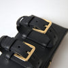 Dolce & Gabbana Black Leather Men Purse Double Belt Strap Bracelet Bag