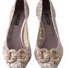 Dolce & Gabbana Pink Floral Lace DG Crystal Pumps Shoes