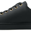 Dolce & Gabbana Black Gold Leather Classic Sneakers Shoes