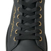 Dolce & Gabbana Black Gold Leather Classic Sneakers Shoes