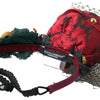 Dolce &amp; Gabbana – Rotes Haarband mit mehrfarbigem Rosen-Seidenkristall-Netzlogo und Diadem