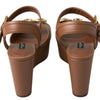 Dolce & Gabbana Brown Leather AMORE Wedges Sandals Shoes