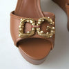 Dolce & Gabbana Brown Leather AMORE Wedges Sandals Shoes