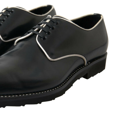 Dolce & Gabbana Black White Leather Formal Shoes