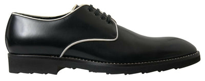 Dolce & Gabbana Black White Leather Formal Shoes