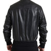 Dolce & Gabbana Black Leather Full Zip Bomber Men Jacket