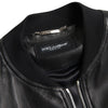 Dolce & Gabbana Black Leather Full Zip Bomber Men Jacket