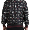 Dolce & Gabbana Black Ring Print Silk Crewneck Sweater