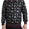 Dolce & Gabbana Black Ring Print Silk Crewneck Sweater