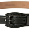 Ermanno Scervino Black Leather Metal Buckle Cintura Belt