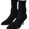 Dolce & Gabbana Black Stiletto Heels Mid Calf Boots